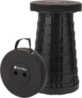 Trimming Shop Heavy Duty Foldable Collapsible Telescopic Stool, Portable & Adjustable Pop Up Stool Plastic Seat for Camping, Fishing, BBQ, Hiking, Indoor/Outdoor Use, 440lbs Load Capacity - Black | Telescopic, Lightweight Collapsible Stool With 200kg