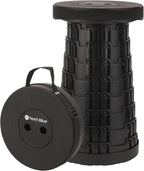 Trimming Shop Heavy Duty Foldable Collapsible Telescopic Stool, Portable & Adjustable Pop Up Stool Plastic Seat for Camping, Fishing, BBQ, Hiking, Indoor/Outdoor Use, 440lbs Load Capacity - Black | Telescopic, Lightweight Collapsible Stool With 200kg