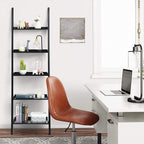 Ladder Shelf, 5-Tier Wall-Leaning Bookshelf, Rustic Wood Ladder, Storage Rack Shelves, Multipurpose Organizer Rack for Living Room, Bathroom, Office (Black)
