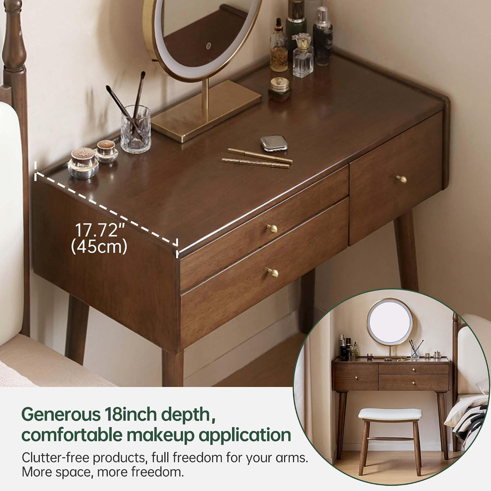 Vanity Desk, Solid Rubberwood Dressing Table, Study Desk and Vanity Table for...