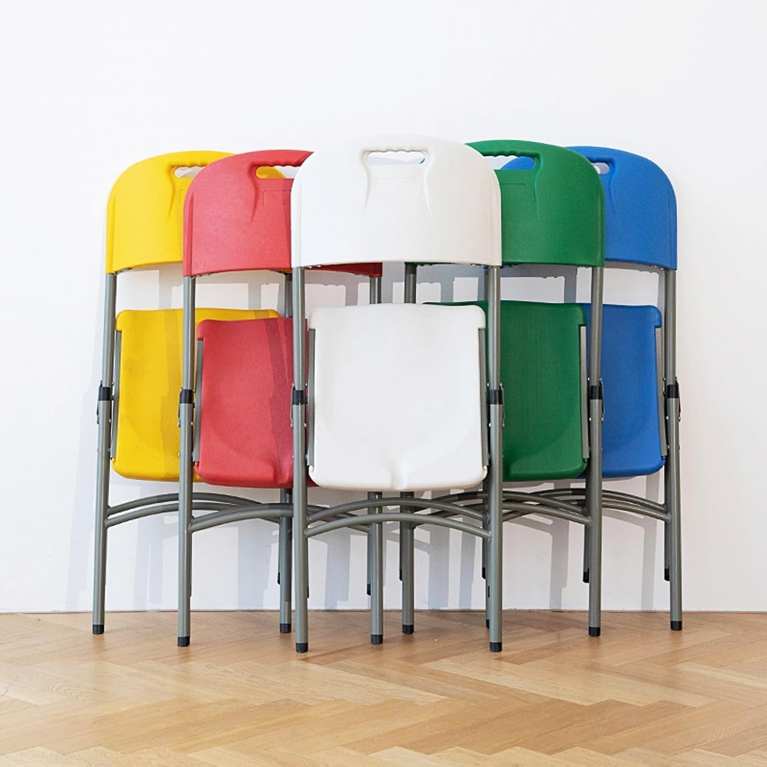 Folding Chair 4 Pack, Plastic Panel Folding Sturdy Metal Foldable, Outdoor and Indoor, for Home, Office,