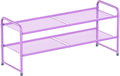SUFAUY 2-Tier Mesh Shoe Rack, Closet Metal 33" Wide Shoe Shelf Heavy Duty, Purple