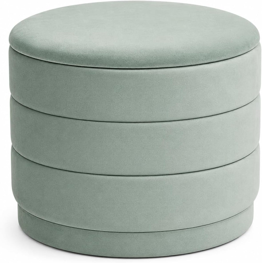 23" Round Velvet Storage Ottoman with Reversible Lid, Soft Padded Footre...