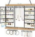 Feyejade Large Rotating Hanging Jewelry Organizer, 5-Tier Earring Holder Storage Holds up to 180 Pairs, Wall Mounted Jewelry Rack for Earrings, Necklaces, Bracelets and Rings, for Girls, Black