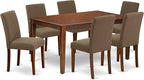 East West Furniture CAAB7-MAH-18 7 Piece Modern Dining Table Set Consist of a Rectangle Wooden Table and 6 Coffee Linen Fabric Upholstered Chairs, 36x60 Inch, Mahogany