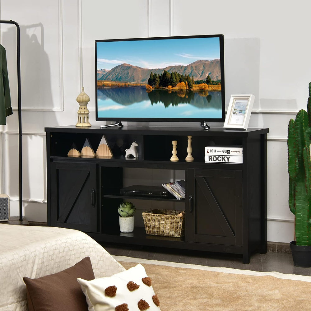 Tangkula Modern Farmhouse TV Stand, 59-Inch Storage Cabinet for TVs Up to 65 ...