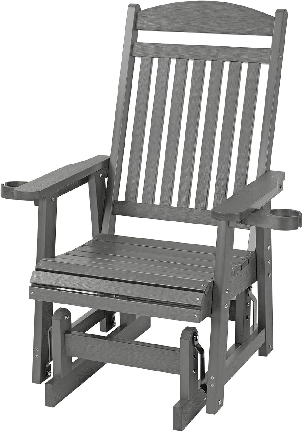 Poly Lumber Patio Glider for One Person, with Cup Holders, High Backrest and ...