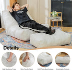 Cvortll Bean Bag Chair with Ottoman, Comfy Bean Bag Sofa with Memory Foam, Lazy BeanBag Sofa with Footstool, Fireside Bean Bag Couch for Living Room, Bedroom, Apartment