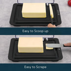 KITCHENDAO Airtight Flip-Top Butter Dish with Lid for Countertop and Refrigerator, Butter Keeper, Plastic Butter Holder Tray for 2 Sticks East Coast/West Coast/European Style/ Kerrygold Butter (Black)