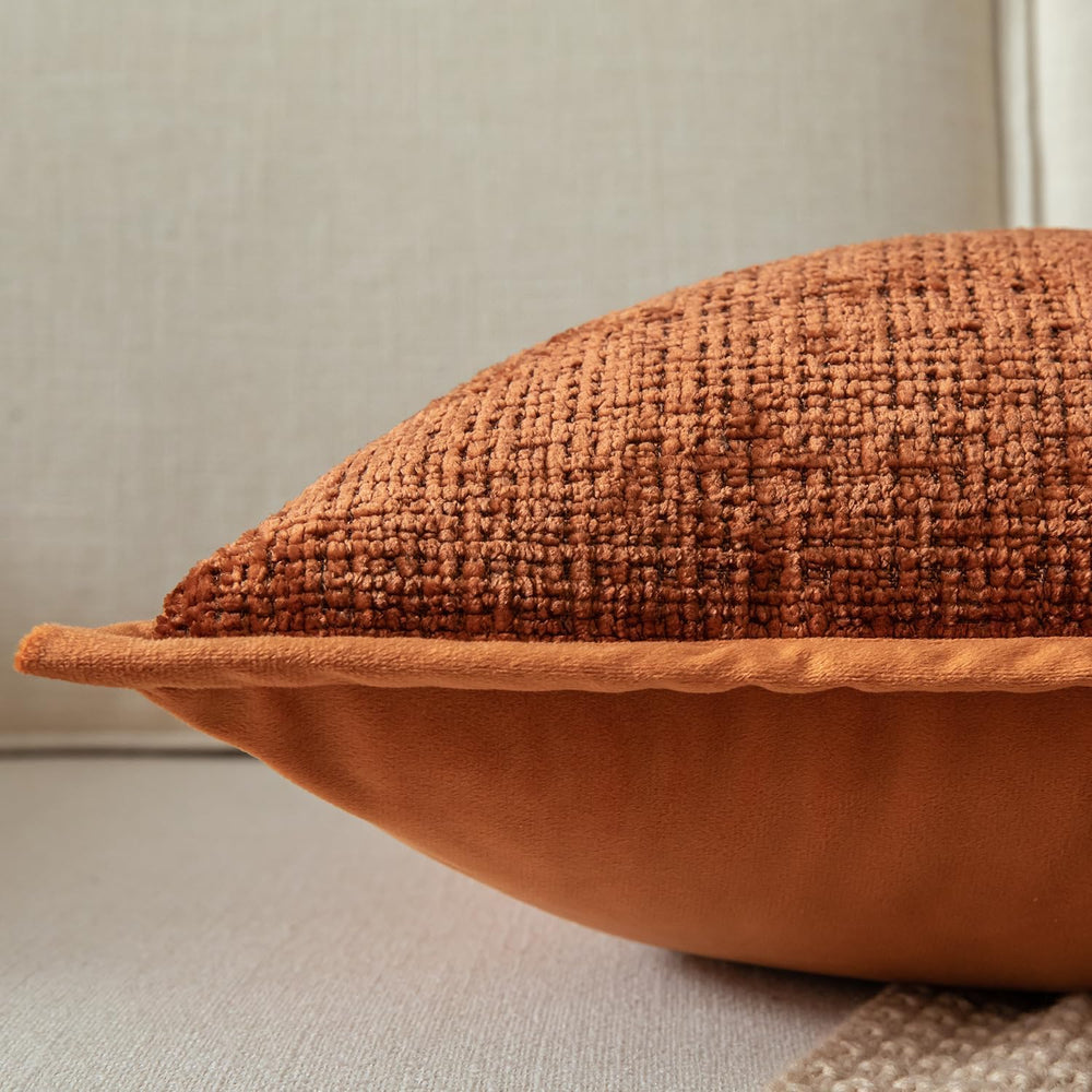 Yaertun Pack of 2 Chenille Textured Decorative Throw Pillow Covers Accent Sol...