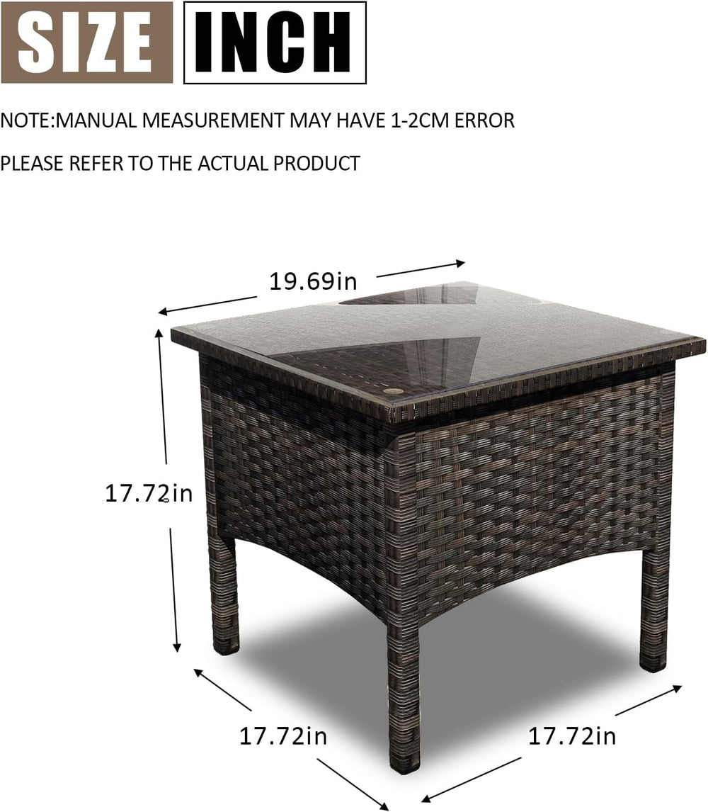 Wicker Rattan Side Table,Outdoor Patio Wicker Table,Modern Patio End Side Tab...