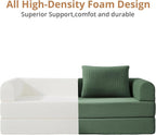 4-in-1 Boneless Folding Convertible Sofa Bed, 78 Inch Corduroy Loveseat Sleeper Couches with Pull Out Bed, Futon Couch for Living Room Bedroom, No Assembly Needed, Green