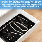 10 Pcs Velvet Stackable Jewelry Tray Showcase Display Jewelry Organizer Tray for Drawers Countertop, Empty Plate for Necklace, Ring, Bracelet Organizing, and Earring Storage Display (Black)