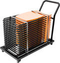 Heavy-Duty Folding Chair Rack Storage Cart - Holds 25-28 Chairs, 300 LB Capacity with Locking Wheels & Space-Saving Vertical Design, Matte Black