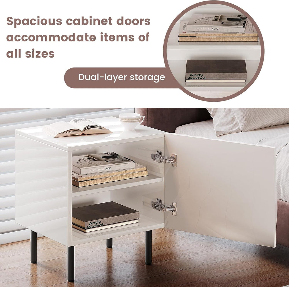 Nightstand Set of 2, Unique Design Side Table Set, Small Bedside Accent Table...