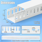 66in(4X L16.5in) Professional Server Rack Cable Management Raceway, H1.4in x W1.6in Cable Raceway Kit, Electrically Safe PVC Open Slot Wire Raceway for Under Desk/Computer/Network Cords, White