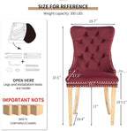Mid Century Modern Dining Chairs Set of 8, Red Velvet Upholstered Tufted Back, Kitchen & Dining Room Chairs, Gold Metal Legs, Nailhead Trim, Sillas para Comedor (Red, 8 Pcs)
