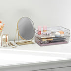 Clear Drawer Organizer Bins Set, Transparent Rectangle Trays, Dresser Bathroom Makeup Vanity Organization and Storage Bins Office Desk Drawer Dividers Organizers (3pc - 9×6×2")