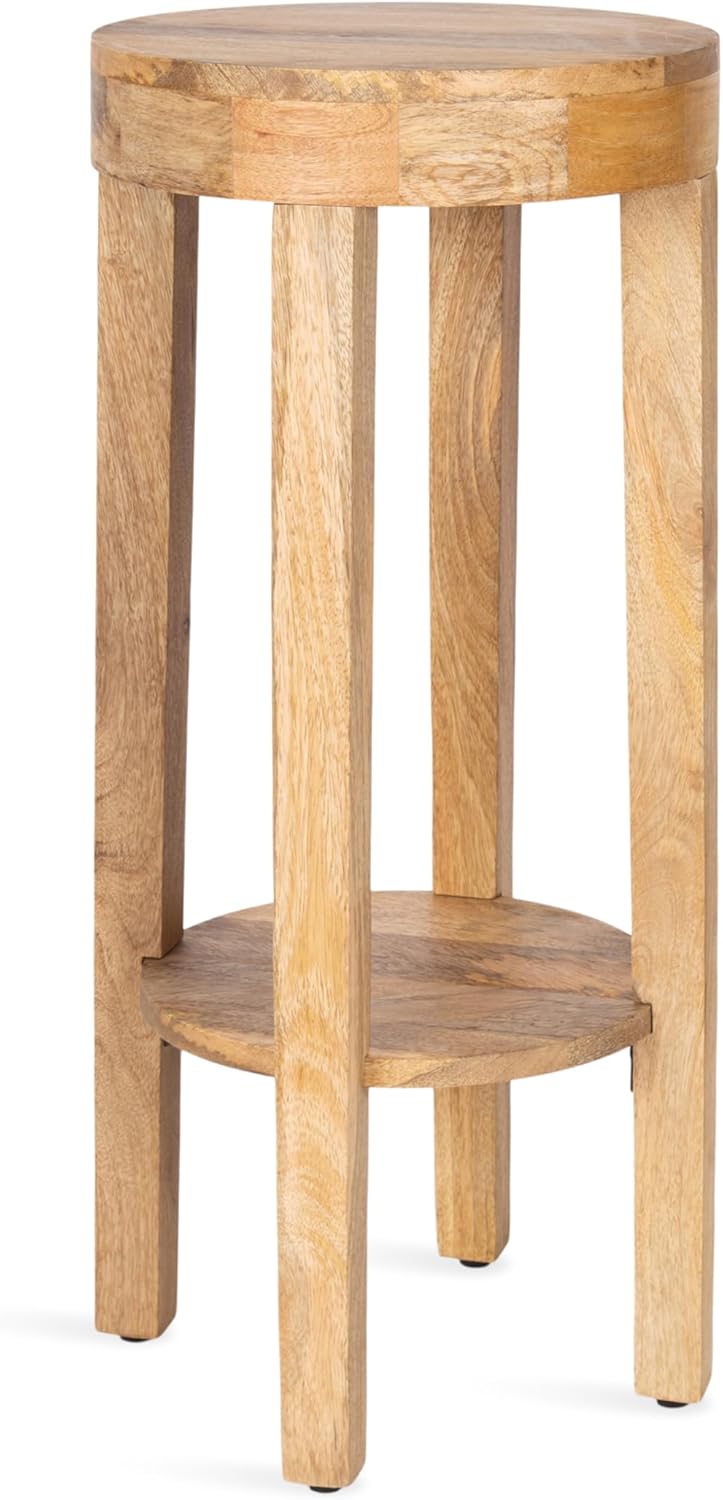 Kate and Laurel Talcott Modern Round Wood Side Table, 12 x 12 x 28, Natural W...