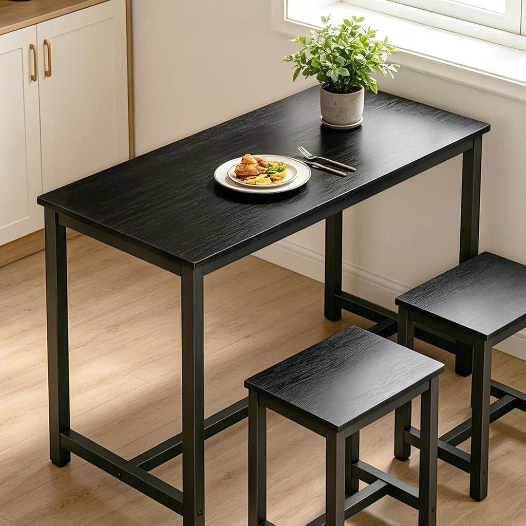 HOOBRO Bar Table, Rectangular Pub Table, 47.2" Counter Height Bar Table, Industrial Bar Height Table, Dining Table for Kitchen, Living Room, Easy to Assemble, Black BB50BT01