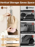 Over the Door Hat Rack - 8 Rotatable Clips Cap Organizer, Foldable Hanging Storage Holds Up to 8 Hats, Space-Saving for Baseball Caps, Closet, Bedroom, Door (Khaki,2-Pack)