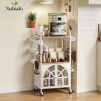 Xubialo 3 Tier Small Rolling Coffee Bar Cart, 16.9 x12 Kitchen Station with Storage