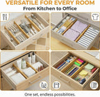 FUSHITON Bamboo Drawer Dividers 17"-22" Adjustable Expandable Drawer Organizers Spring Loaded Drawer Separators for Kitchen Dresser Bathroom Bedroom Office Storage, 4 Pack