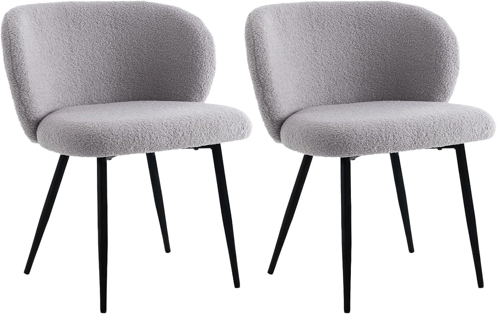 Modern Teddy Dining Chairs Set of 2, Comfy Kitchen Armless Chairs with Thick ...