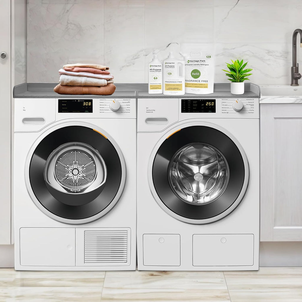 Royxen Washer Dryer Countertop, 27.4" x 54", Wood, Universal Fit, Laundry Room Organization, Grey