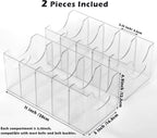 Belt Organizer - 2 Pack Clear Stackable Belt holder For Closet Drawer Storage - 5 Compartments with Removable Dividers, Multi-Purpose Display Bins With Inserts For Ties,Socks,underwear (2)