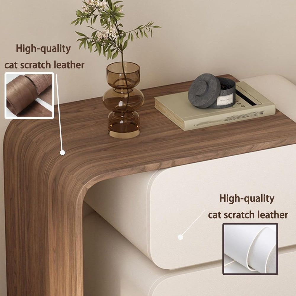 Bedside Furniture with Leather Finish, Retractable Nightstands for Bedroom, B...