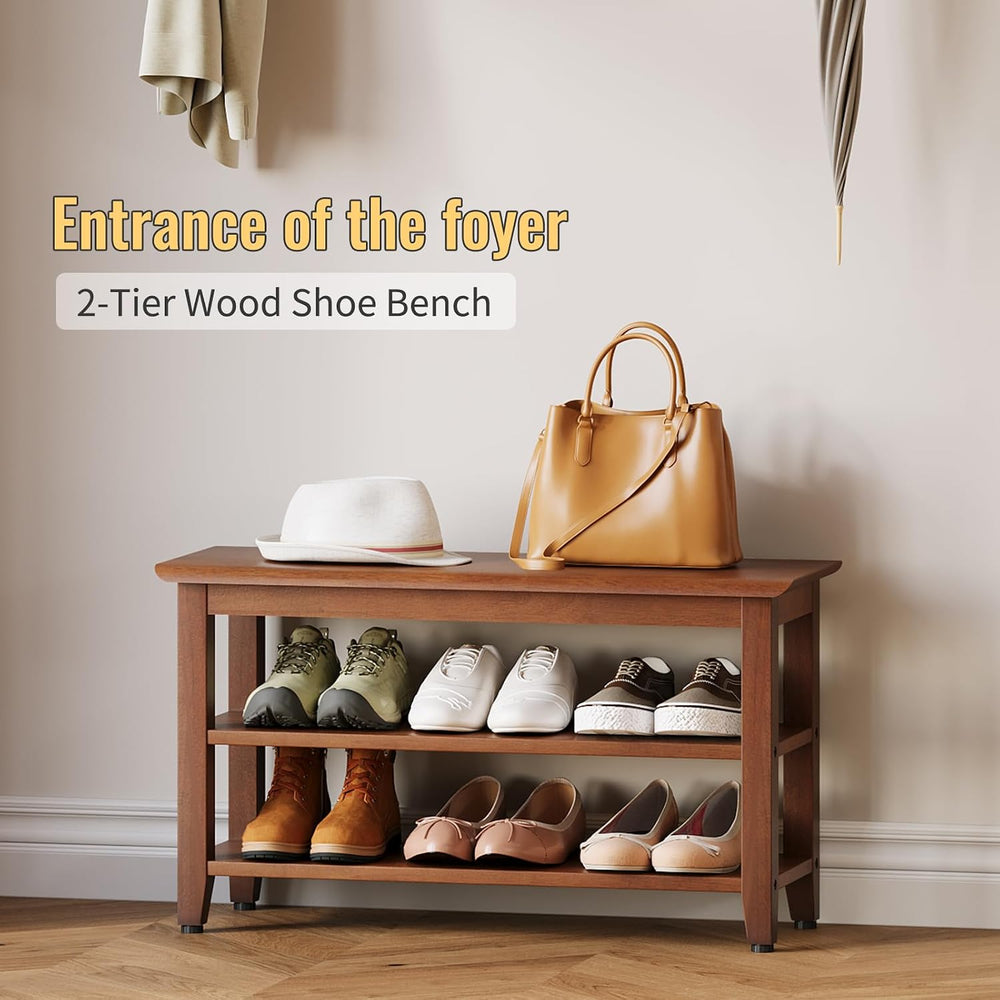 Wood Shoe Bench for Entryway,Bench with Shoe Rack,Storage Shoe Organizer for ...