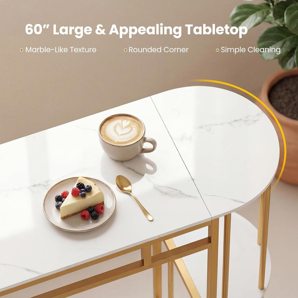 COSTWAY Bar Table Set for 2 with Storage Shelves, 60" Dining Table &...