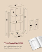 VASAGLE LIRY Collection - Storage Cabinet, Farmhouse Floor Cabinet, Freestanding Storage Organizer for Bathroom Kitchen Entryway, Adjustable Shelf, Cloud White and Rustic Brown UBBK313W101S