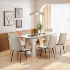Dining Chairs, Modern PU Leather Dining Room Chair with Sturdy Metal Legs, Upholstered Seat Dinner Chairs Accent Side Chairs for Indoor Kitchen Living Room (Light Grey, Set of 2)
