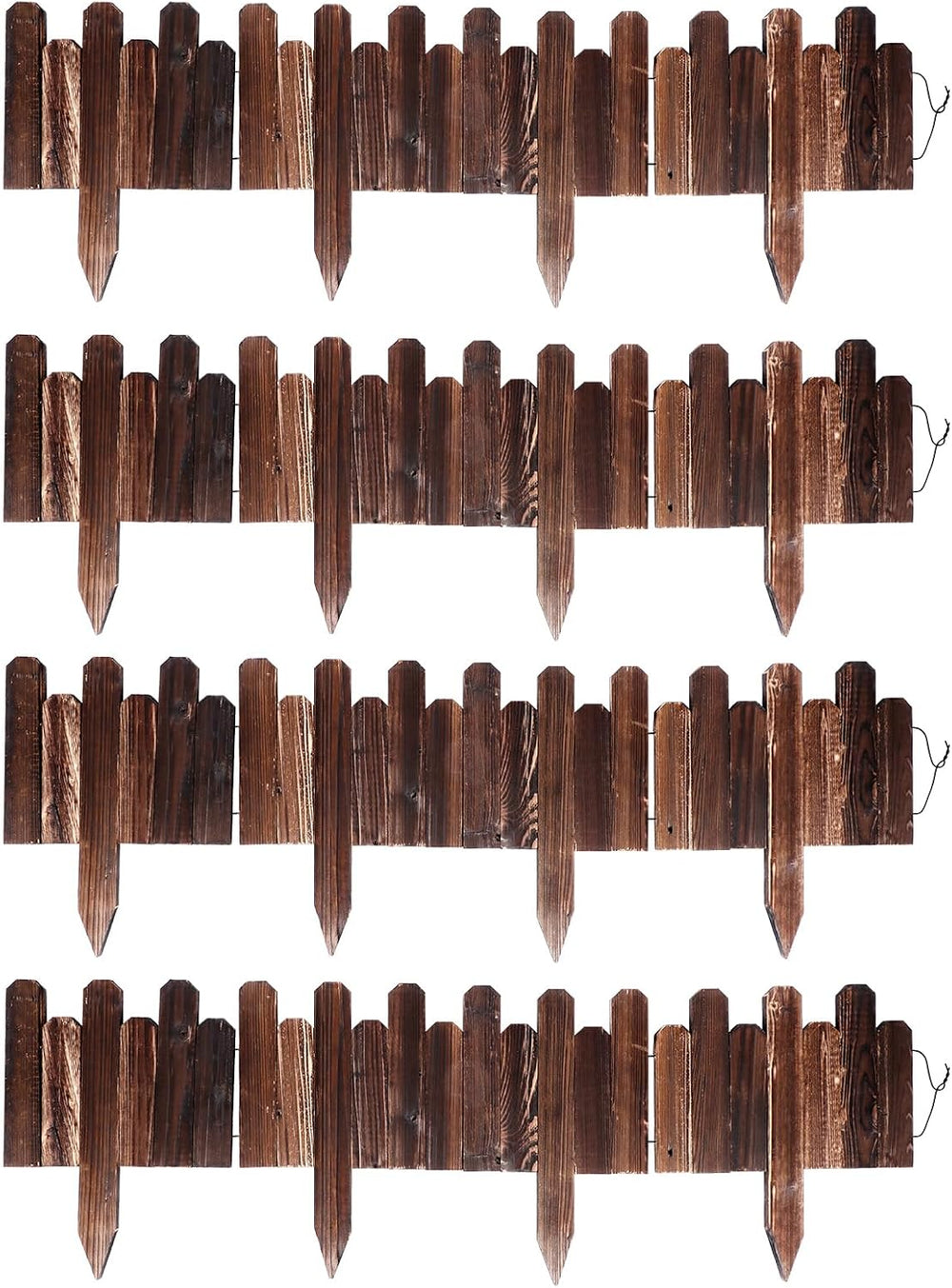 Soaoo 4 Pack Wood Garden Edging Fence, Flower Bed Edging Borders, 16 ft