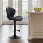 COLAMY Bar Stools Set of 1, Modern Swivel Bar Chairs, Adjustable Faux Leather Upholstered Barstools Counter Height with High Backrest for Bar, Kitchen Island, Dining Room, Black