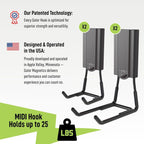 GATOR MAGNETICS MIDI 2.5 & 4" Open Hooks, 25 lb Heavy Duty Magnetic Hooks for Steel Surfaces, Patented Easy-Release, Non-Slip Grip – Storage & Organization, Garage, Shed, Home, Cleaning Tools -4 Pack