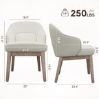 MALOL Dining Chairs Set of 4 with Lumbar Support,Fabric Upholstered Kitchen Chairs with Wooden Legs,Beige