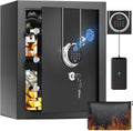 1.3 Cuft Biometric Safe Box, Fire Proof Safe For Home Documents with Fingerprint Lock, Combination Keypad Keys, Anti-Theft Dual Alert, Mute Mode, Digital Security Personal Safes for Money Jewelry