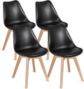 VECELO Dining Chairs Set of 4, Mid-Century Modern Kitchen & Dining Room Chairs, PU Leather Upholstered Seat, Solid Wood Legs, Armless, Non-Slip Feet, Black