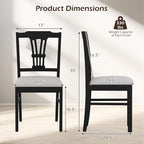 Giantex Wooden Dining Chairs Set of 2, Upholstered Kitchen Chairs with Solid Rubber Wood Frame, Hollowed Backrest & Soft Padded Seat, Armless Dining Chairs for Kitchen, Dining Room, Black & Gray