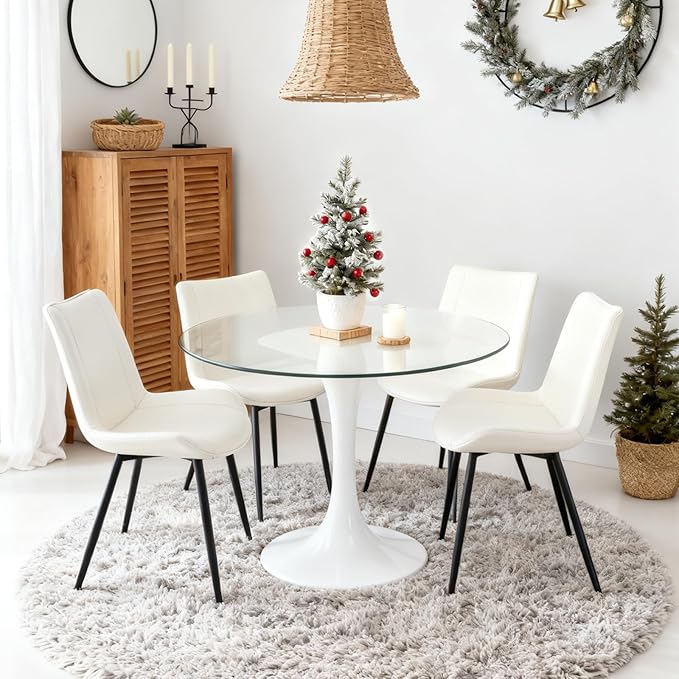 Brage Living Dining Chairs Set of 2, PU Leather Modern Armless Kitchen Dining...