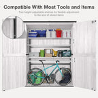 Outdoor Storage Shed with Floor - Waterproof Natural Fir Cabinet with Adjustable Shelves and Double Lock for Anti-Theft - Suitable for Storing Garden Tools and Household Debris (White)