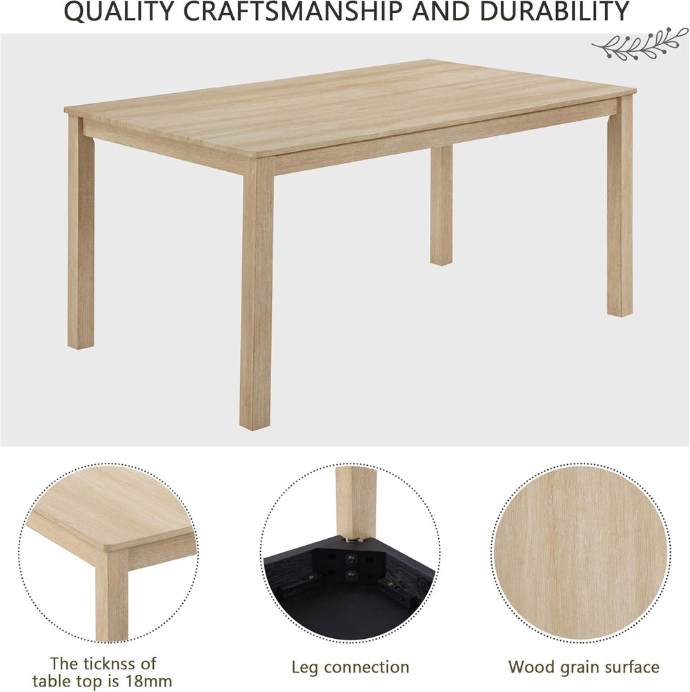 VilroCaz Farmhouse 6 Piece Dining Table Set, Wooden Rectangular Kitchen Table...