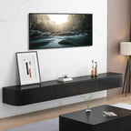 Floating TV Stand with Drawers, Pre-Assembled Wall Mounted TV Console, Modern Floating Media Console for Living Room, Space-Saving Floating TV Cabinet (Black (with Led), 63in/160cm)