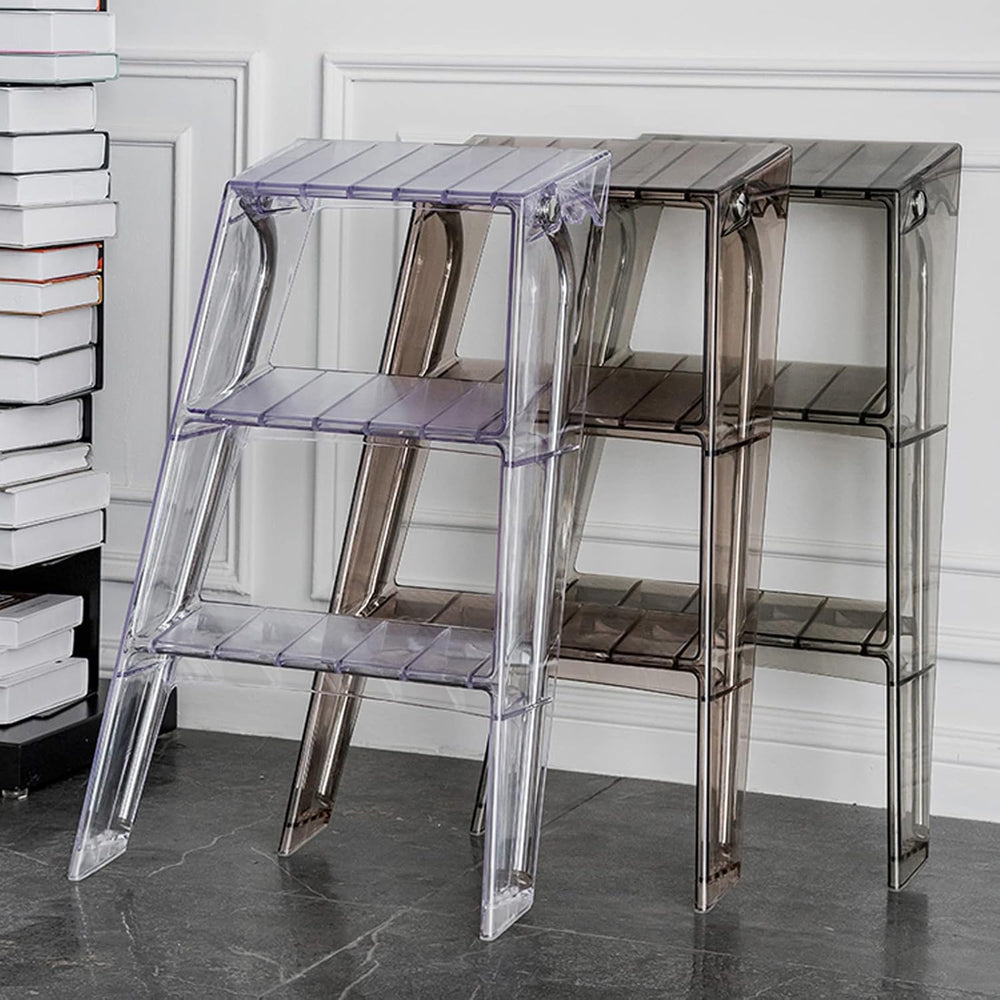 3 Step Ladder Step Stool Transparent Staircase Multi-Functional Folding Acryl...