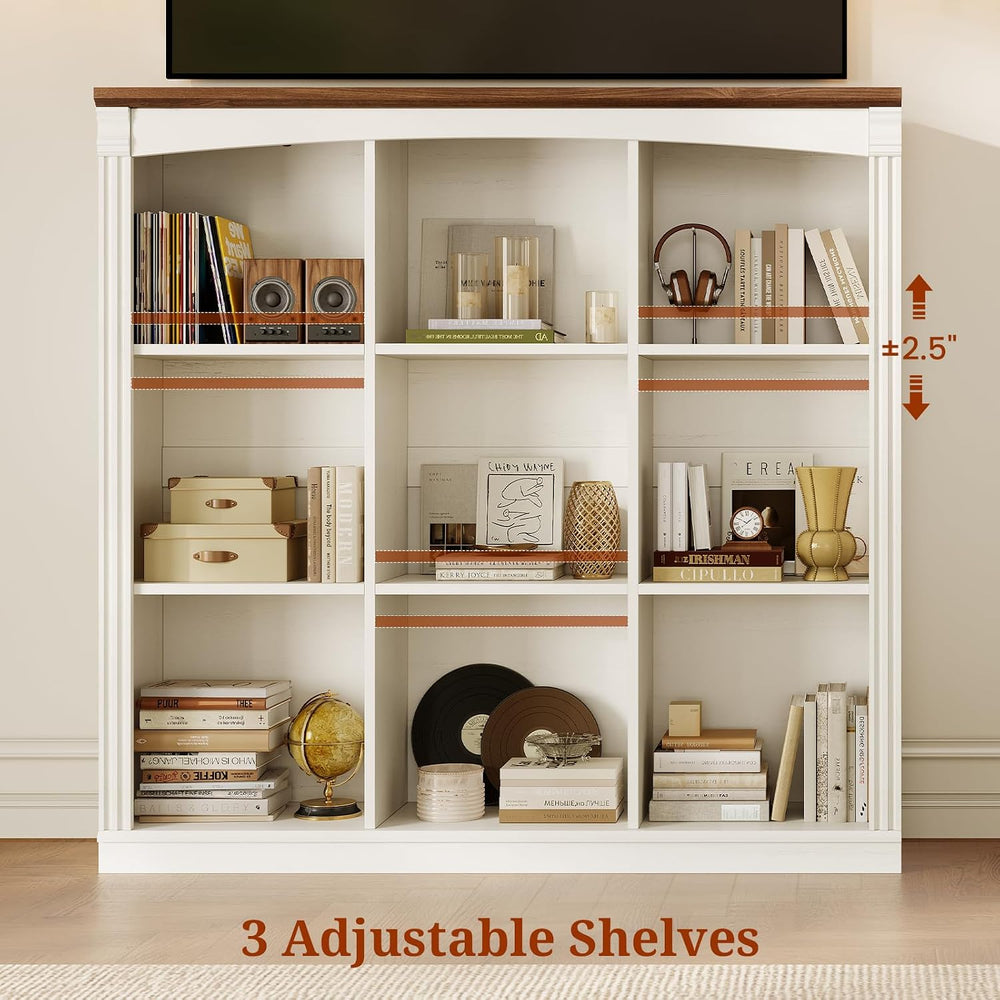 47.2''x47.9'' Wooden 9 Cube Storage Organizer Bookcase, Long ...