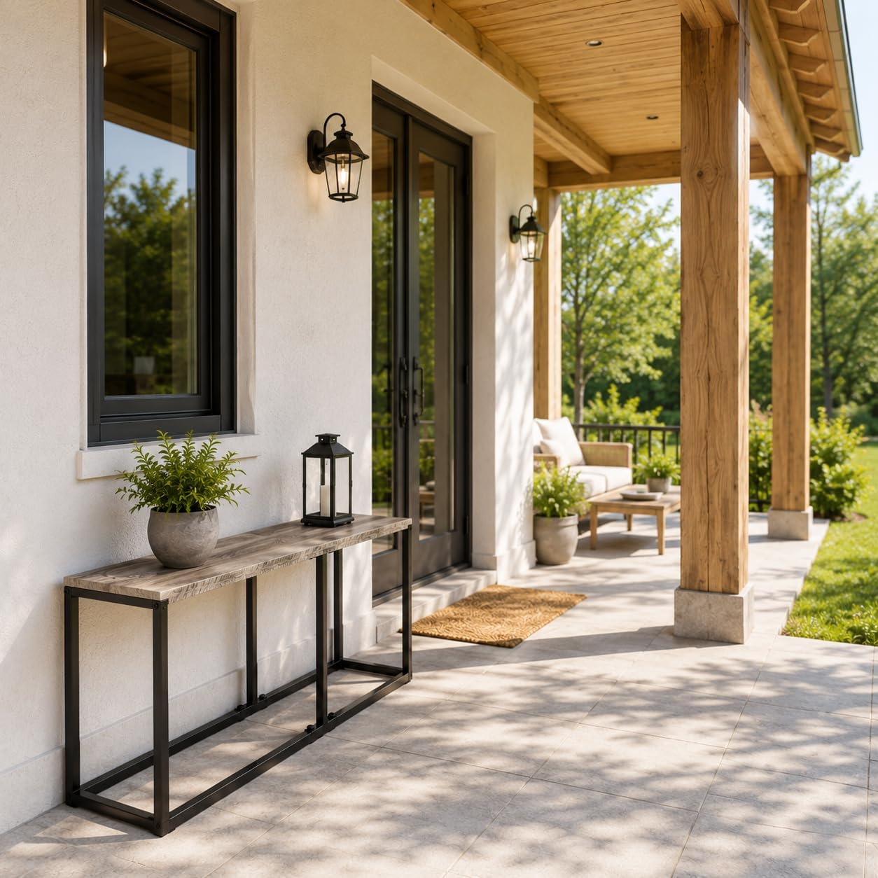 VINGLI 47.2 Inch Indoor Outdoor Bench, Charcoal Gray Dining & Patio Bench with Heavy Duty Metal Frame, Backless Seating Bench for Dining Room, Garden, Porch, Balcony & Entryway