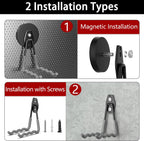 3-H Magnetic Wave Hooks Heavy Duty 2 Pack, Large Magnet Garage Hooks Heavy Duty and Strong Utility Magnetic Tool Holde for Hanging and organizing Garden Power Tool (Grey